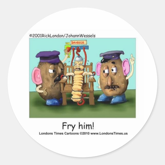 Adesivo Redondo Criminosos de batata Mugs Engraçados Cartões Camis (Frente)