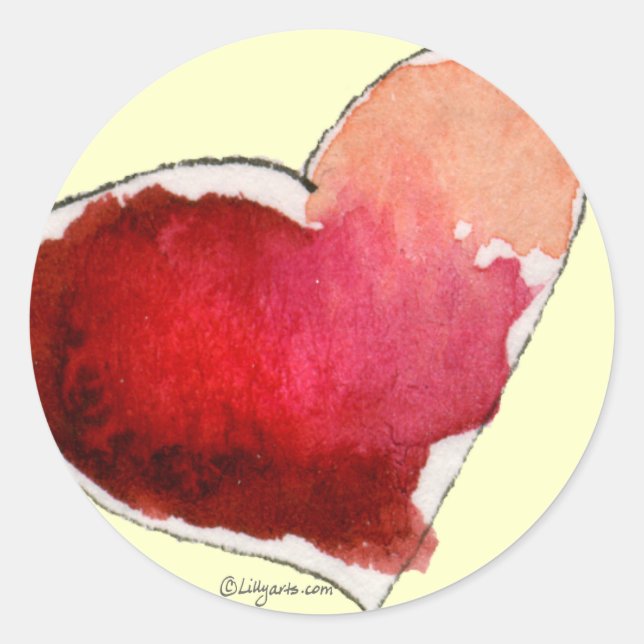 Adesivo Redondo Crimson Love Hearts Envelope Seals (Frente)