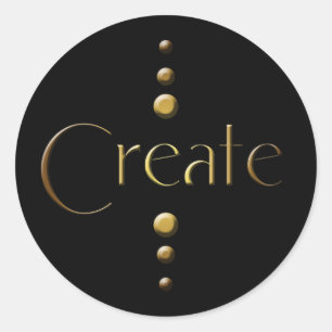 Adesivo Redondo crio de Bloco Dourado de 3 Pontos e Fundo Preto