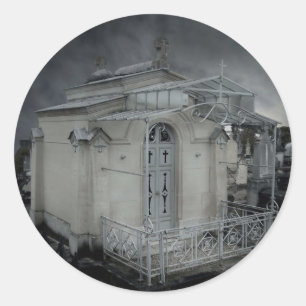 Adesivo Redondo Cripta gótico do ornamentado do cemitério