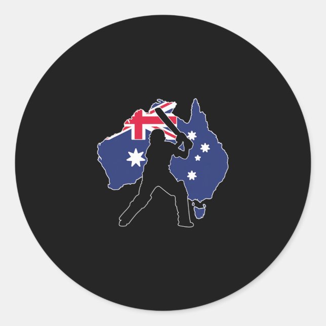 Adesivo Redondo Críquete Austrália  (Frente)