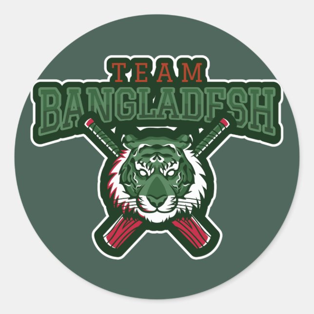 Adesivo Redondo Críquete de Bangladesh (Frente)