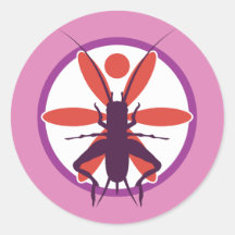 Críquete Roxo e Círculo Flor Vermelho