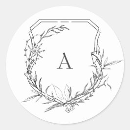 Adesivo Redondo crista tradicional de monograma floral botânico cl
