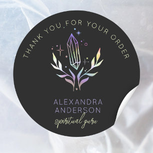 Adesivo Redondo Cristais Místicos Glitter Holográfico Espiritual