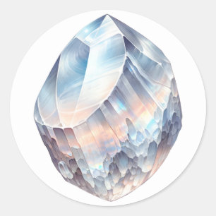 Adesivo Redondo Cristal de Moonstone Arco-íris Metafísico Cura