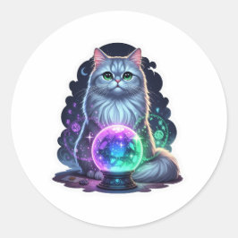 Adesivo Redondo Cristal Persa - Halloween de Gato Persa Fluffy