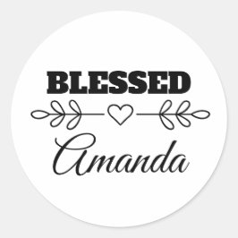 Adesivo Redondo Cristão de Coração BESSED Personalizado