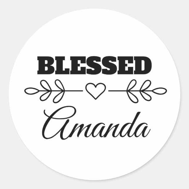 Adesivo Redondo Cristão de Coração BESSED Personalizado (Frente)