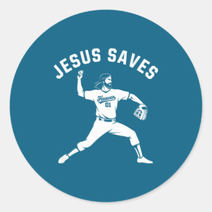 Adesivo Redondo Cristão Jesus Salva Beisebol Tcher - Céu 01 S