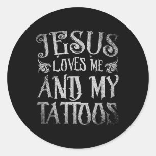 Adesivo Redondo Cristão Tatuador Jesus Me Ama E Minha Tatuagem