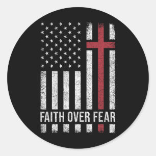 Adesivo Redondo Cristão Usa Bandeira Americana Cristo Fé Sobre F
