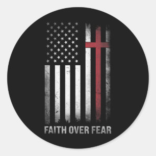 Adesivo Redondo Cristão Usa Bandeira Americana Cristo Fé Sobre F