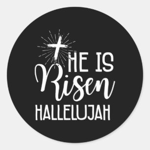 Adesivo Redondo Cristãos da Páscoa Jesus Ele Ressuscitou Aleluia H