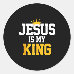 Adesivo Redondo Cristãos Jesus É Meu Rei Camiseta Citações Religiã