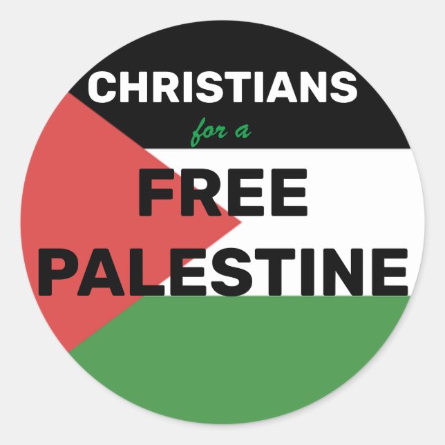 ADESIVO REDONDO CRISTÃOS PARA UM PAVILHÃO GRATUITO DE PALESTINA VE (Frente)