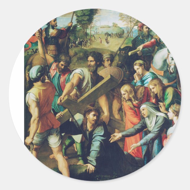 Adesivo Redondo Cristo a caminho do calvário (Frente)