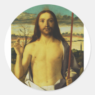 Adesivo Redondo Cristo Abençoando de Giovanni Bellini