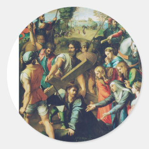 Adesivo Redondo Cristo Caindo a Caminho do Calvário