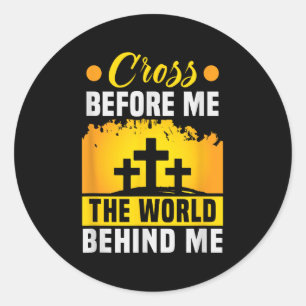 Adesivo Redondo Cristo Cruzando Antes De Mim O Mundo Por Trás De M