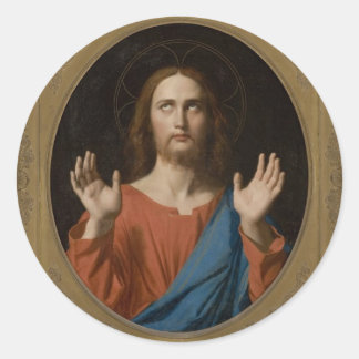 Adesivo Redondo Cristo de bênção cerca de 1834