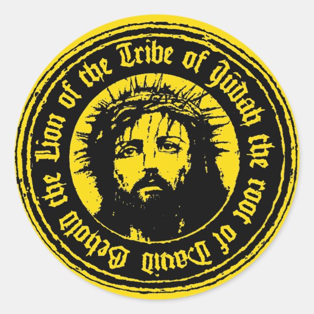 Adesivo Redondo Cristo de Cristo Católico Leão de Judah (Frente)