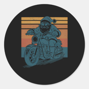 Adesivo Redondo Cristo de Vintagem de Motocicleta Biker Santa Clau