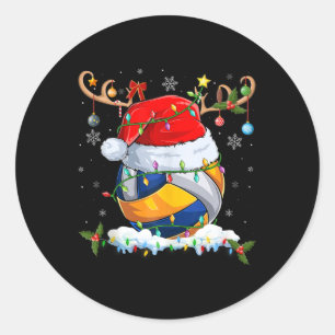 Adesivo Redondo Cristo de Voleibol para Reindeer Santa Hat para Il