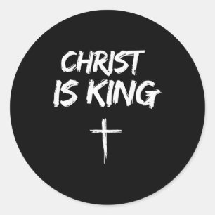 Adesivo Redondo Cristo é Rei Jesus Católico Cristão Cristã