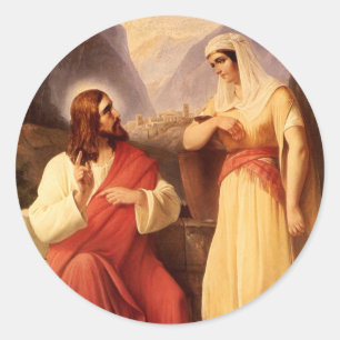 Adesivo Redondo Cristo e samaritano por Christian Schleisner