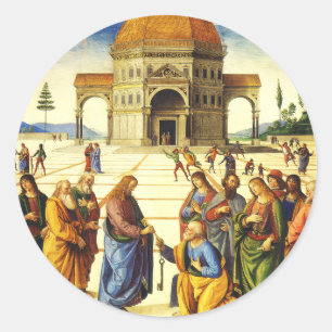 Adesivo Redondo Cristo Entrega as Chaves a São Pedro