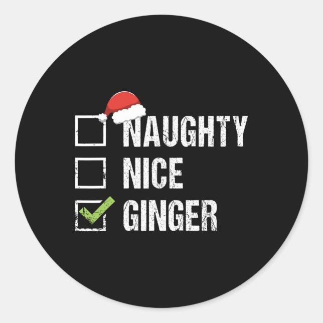 Adesivo Redondo Cristo Irlandês Naughn Nice Ginger Redhead Santa H (Frente)