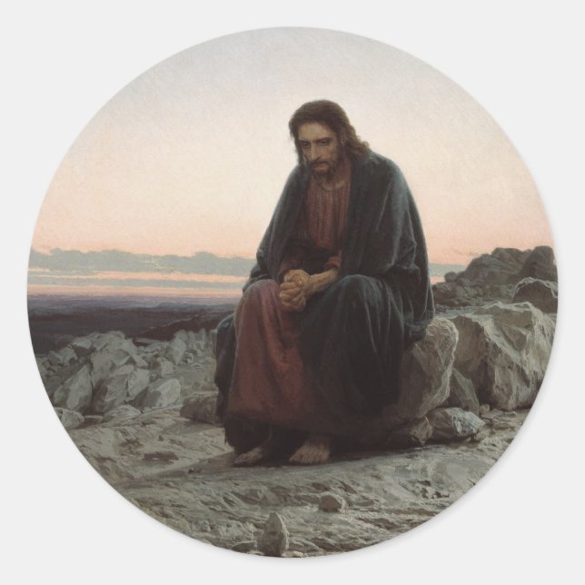 Adesivo Redondo Cristo no Deserto (Frente)