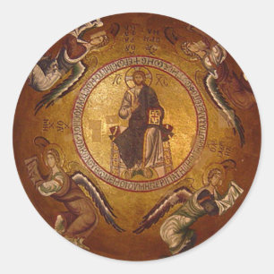 Adesivo Redondo Cristo o ícone religioso cristão de Pantakrator