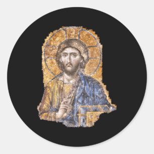 Adesivo Redondo Cristo Pantocrator Ícone Hagia Sophia Sophia Catól