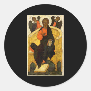 Adesivo Redondo Cristo Pantocrator Jesus Salvador Cristão Entroniz