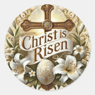 ADESIVO REDONDO CRISTO RESSSUSCITOU FLORAL DE PÁSCOA
