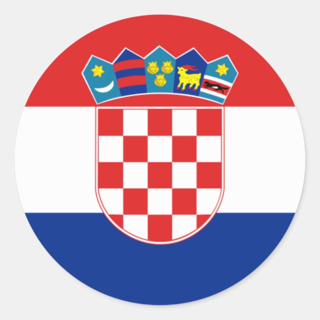 Adesivo Redondo Croácia Flag HR Hrvatska (Frente)