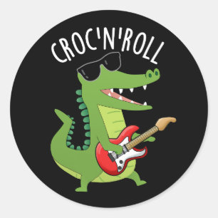 Adesivo Redondo Croc N Roll Funny Crocodilo Pun Dardo BG