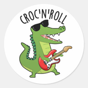 Adesivo Redondo Croc N Roll Funny Crocodilo Puns