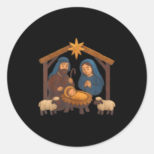 Adesivo Redondo Croché de Natal Jesus Falso de Natal Fio de Costur