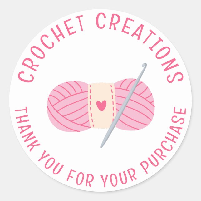 Adesivo Redondo Crochet Crocheting Obrigado Pequenas Empresas Pers (Frente)