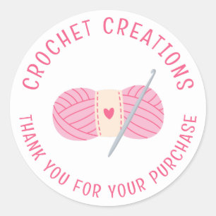 Adesivo Redondo Crochet Crocheting Obrigado Pequenas Empresas Pers