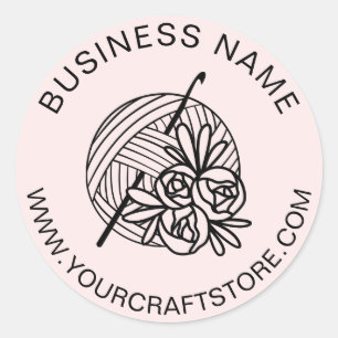 Adesivo Redondo Crochet Crocheting Site Personalizado Nome Comerci
