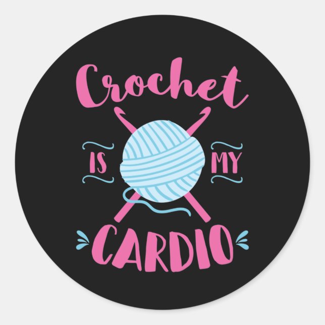 Adesivo Redondo Crochet É Meu Amante De Crocheting Cardio (Frente)