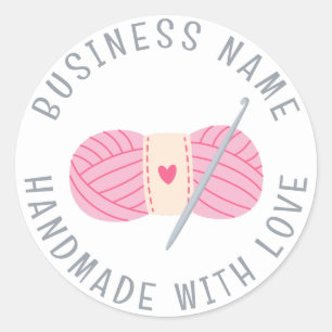 Adesivo Redondo Crochet Handmade Business Name