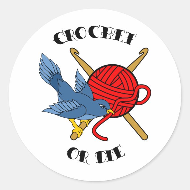 Adesivo Redondo Crochet ou Die Tattoo (Frente)