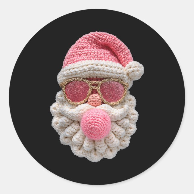 Adesivo Redondo Crochet Santa Blowing Bubble Gum Christmas Girly K (Frente)