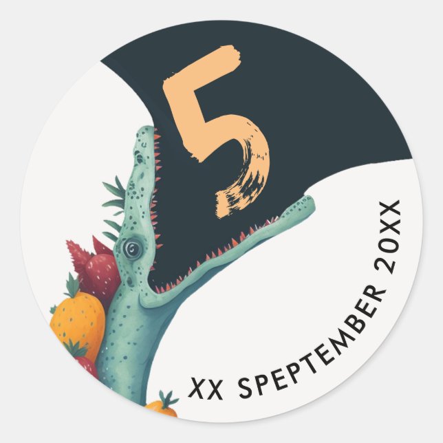Adesivo Redondo Crocodile Aligator Tropical Wilthday (Frente)
