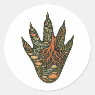 Adesivo Redondo Crocodile Botanical Footprint Nature Sticker
